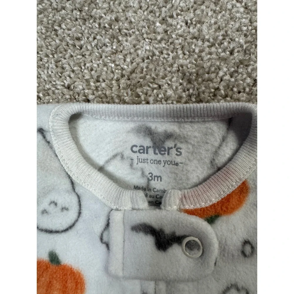 Carters Just One You Baby Halloween Ghost Pumpkin Fleece Footed Sleeper 3M